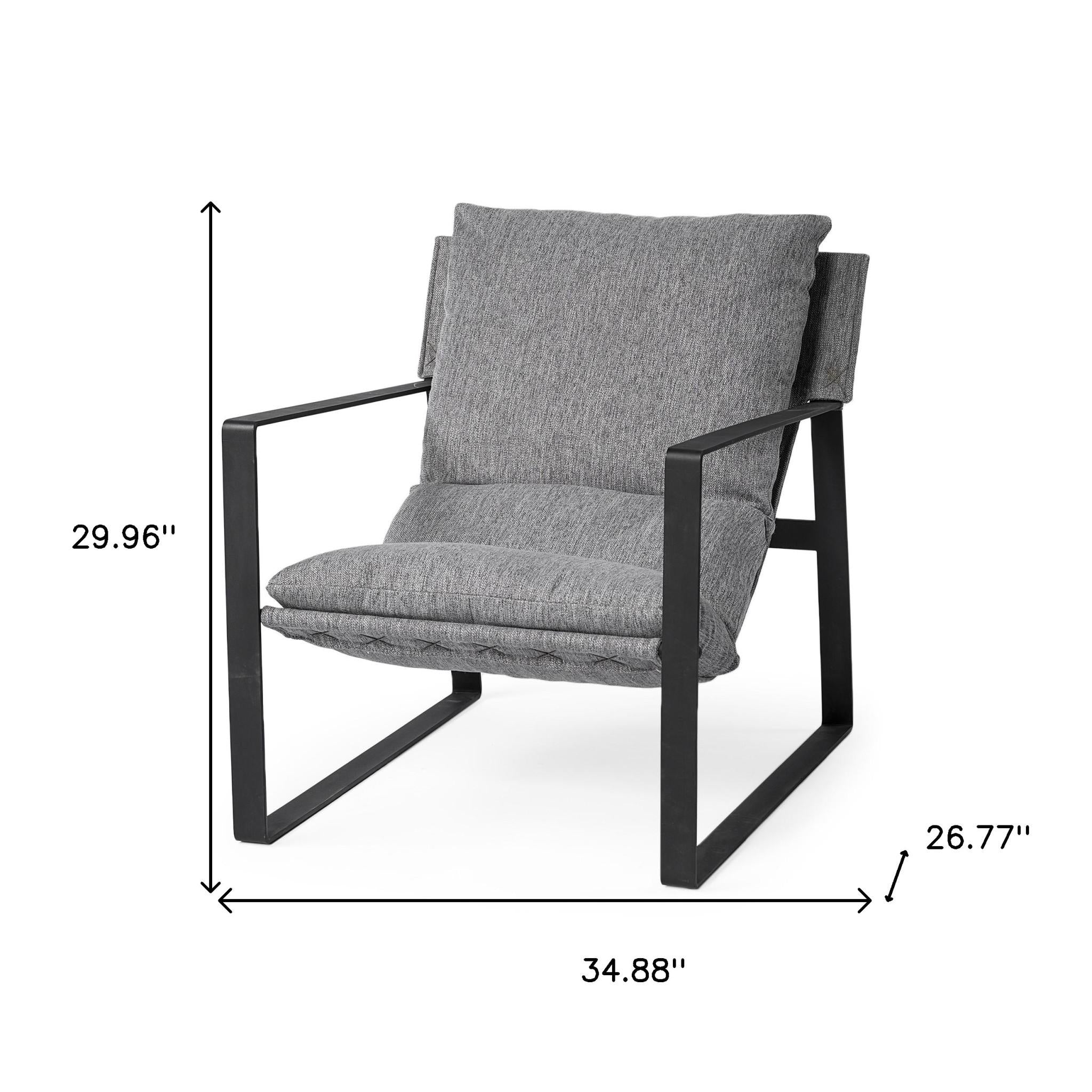35" Gray and Black Fabric Wingback Chair