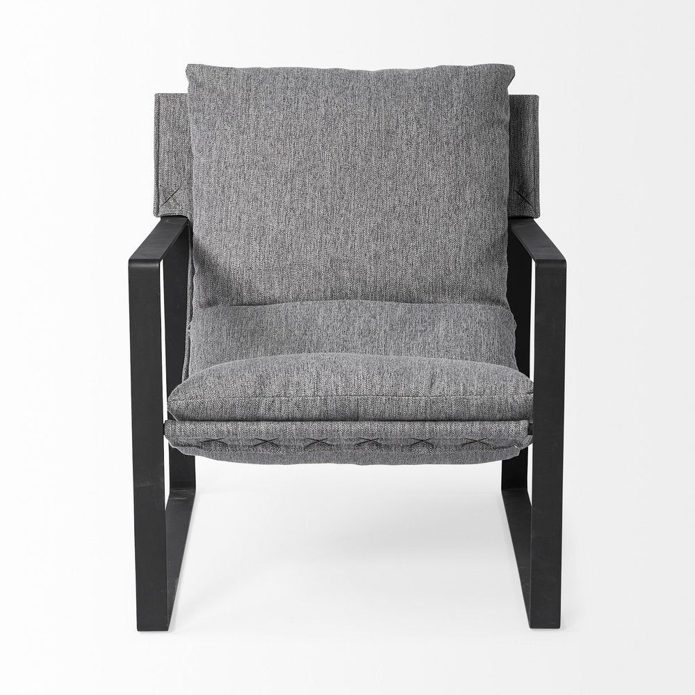 35" Gray and Black Fabric Wingback Chair