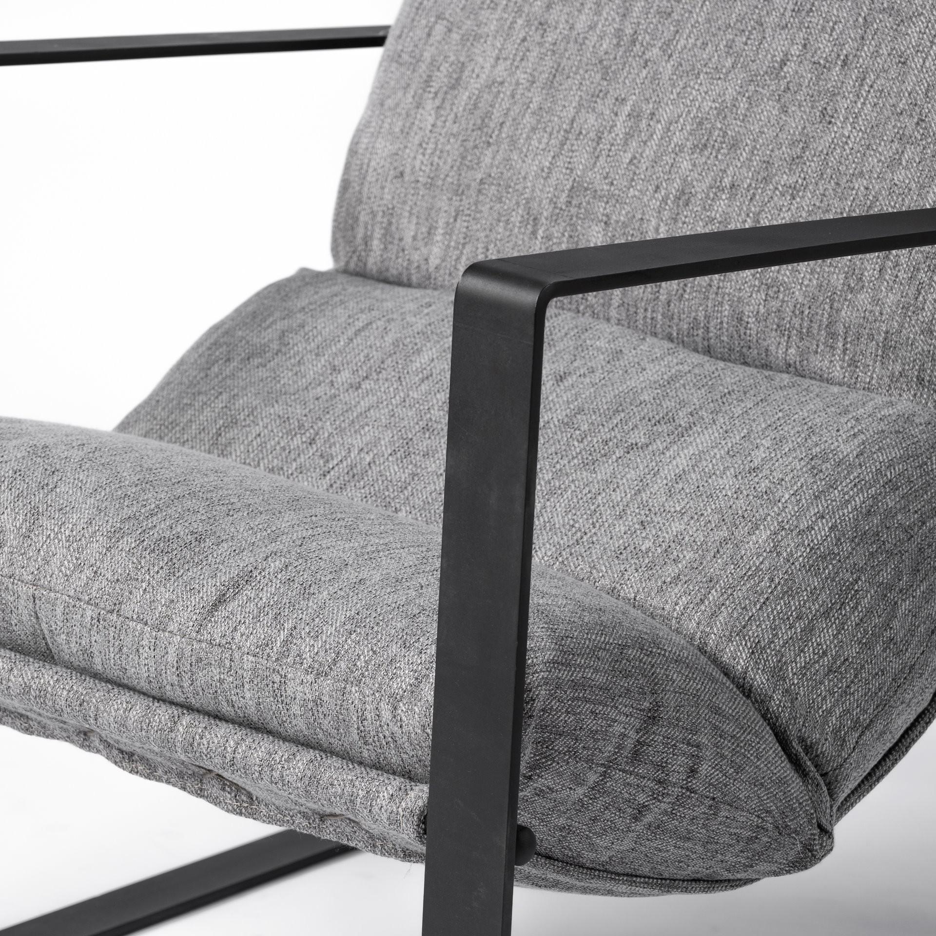 35" Gray and Black Fabric Wingback Chair
