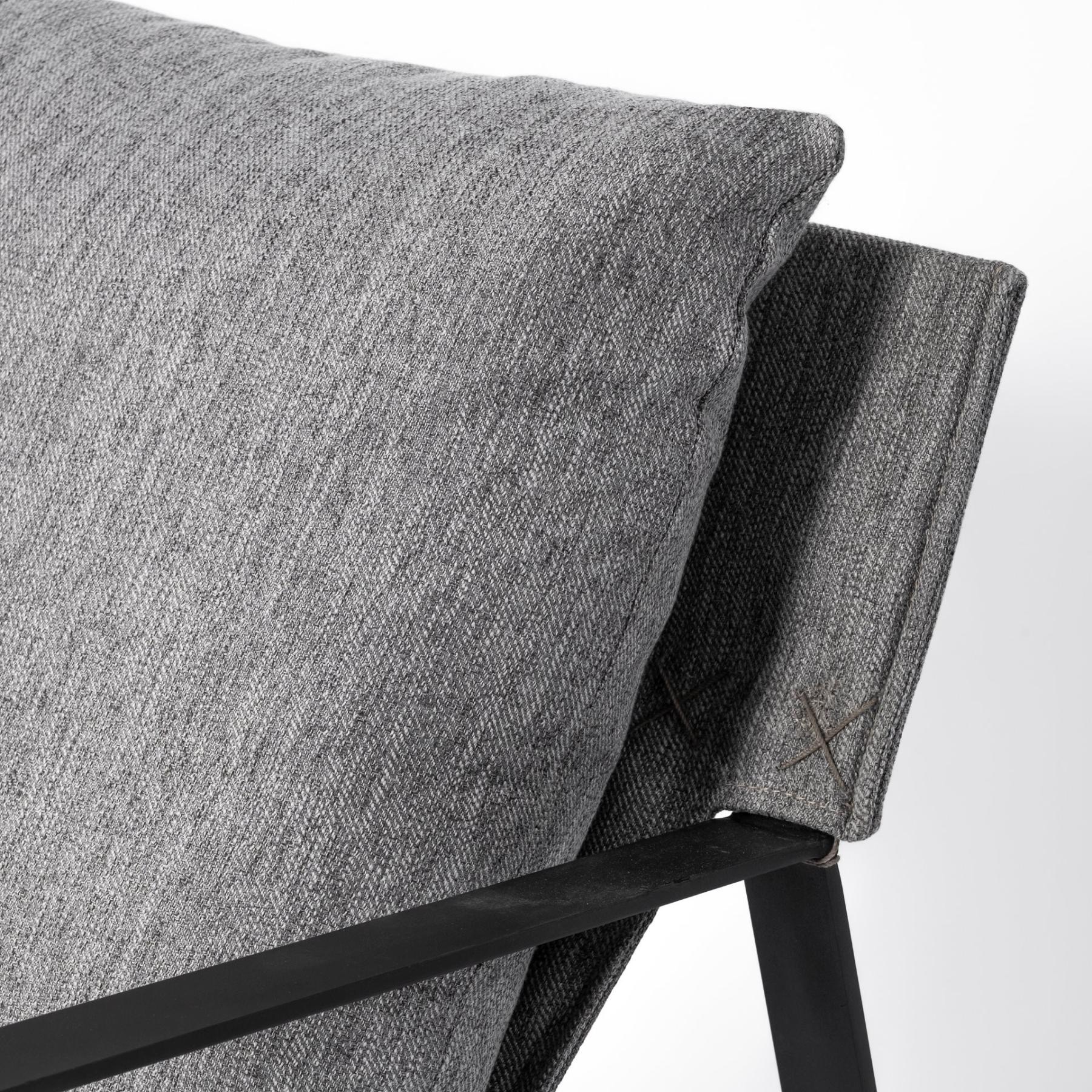 35" Gray and Black Fabric Wingback Chair
