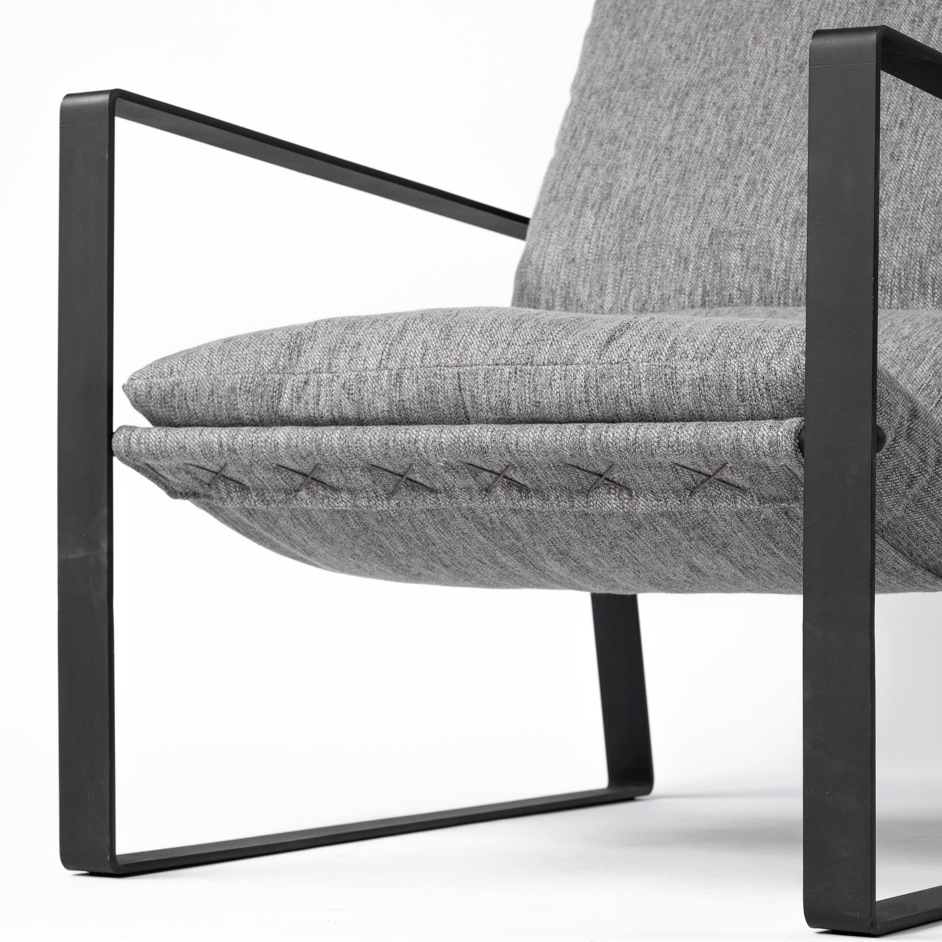 35" Gray and Black Fabric Wingback Chair