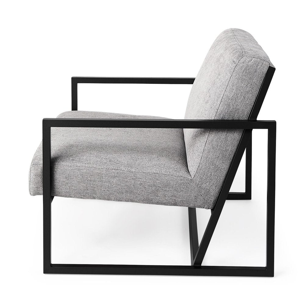 33" Gray and Black Fabric Wingback Chair