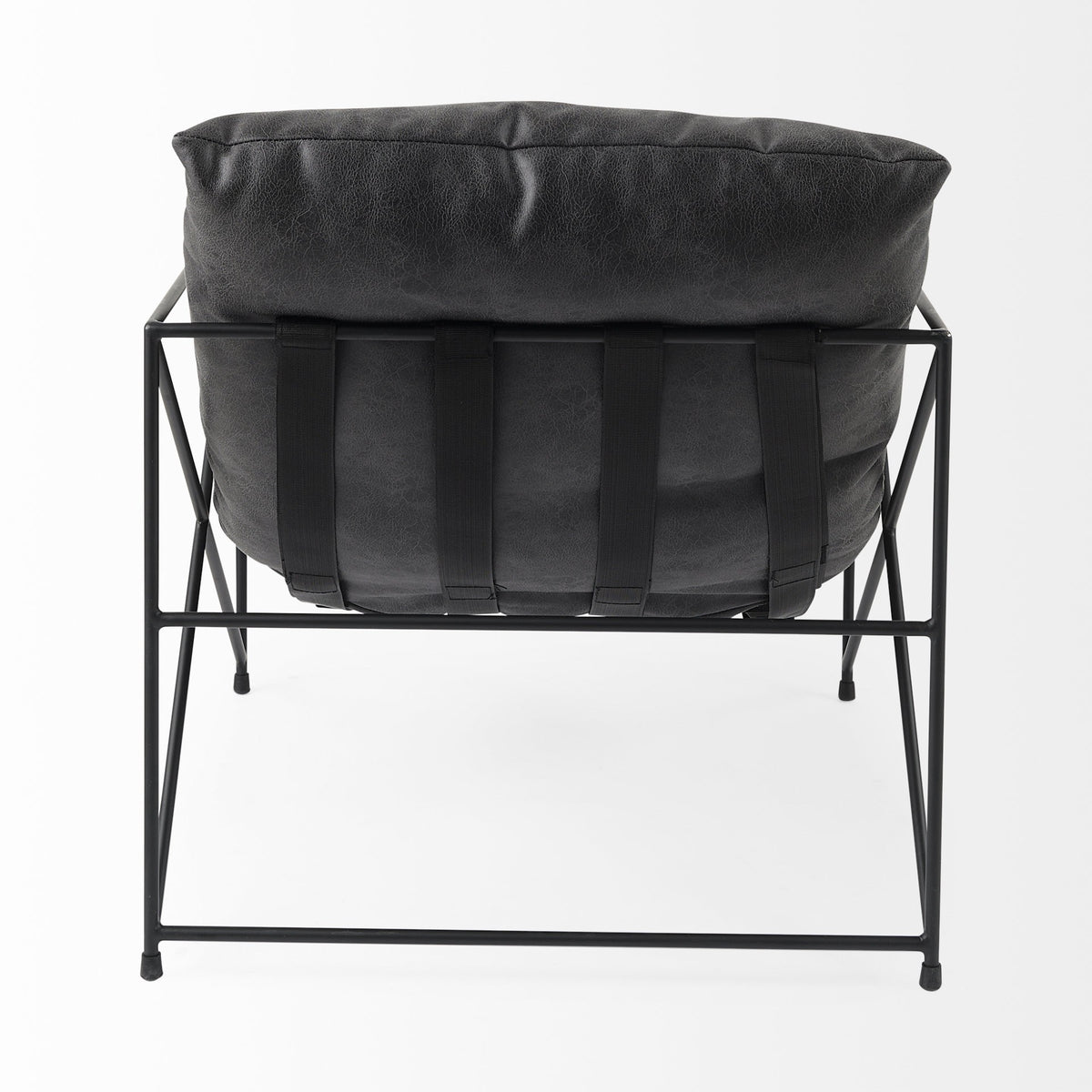 30" Black Faux Leather Distressed Wingback Chair