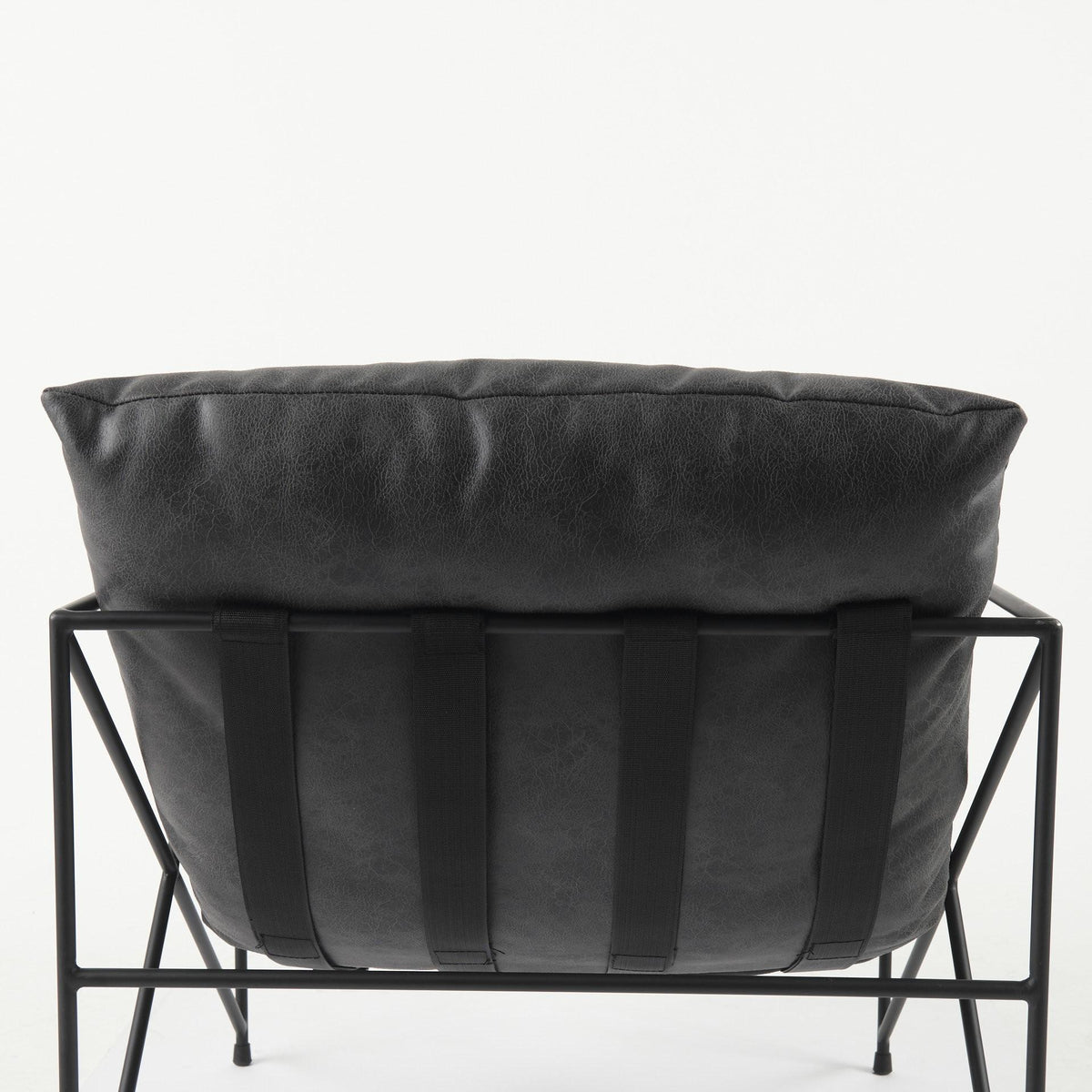 30" Black Faux Leather Distressed Wingback Chair