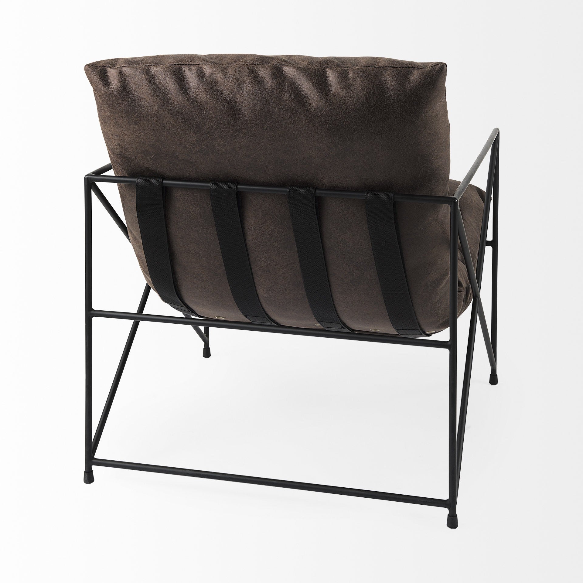 Dark Brown Faux Leather Contemporary Metal Chair