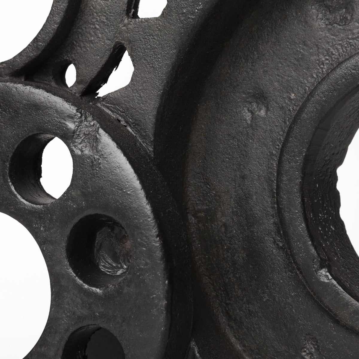 Set of Two Matte Black Industrial Cog Bookends