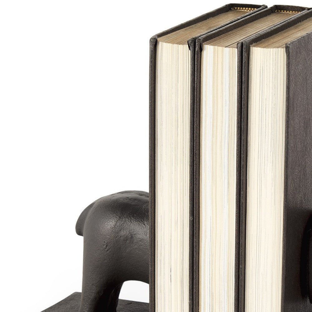 Black Cast Aluminum Horse Shaped Bookends