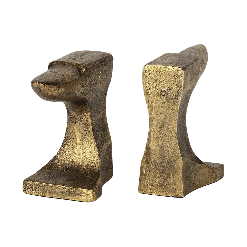 Set of Two 6" Gold Metal Decorative Bookends