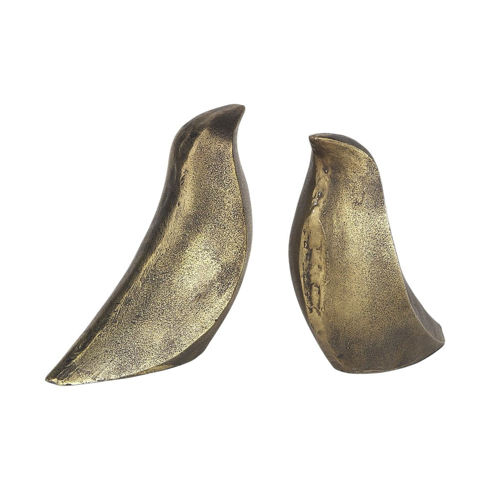 Set of Two 3" Gold Metal Bird Decorative Bookends
