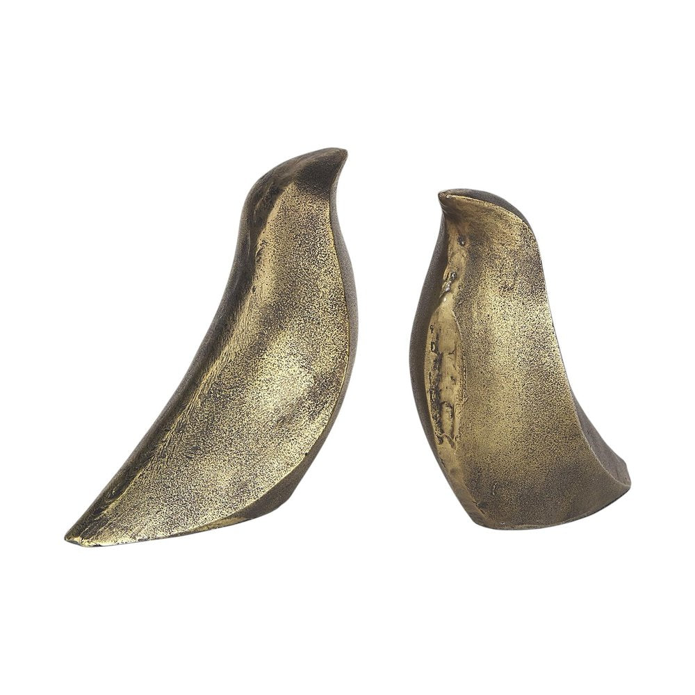 Set of Two 3" Gold Metal Bird Decorative Bookends