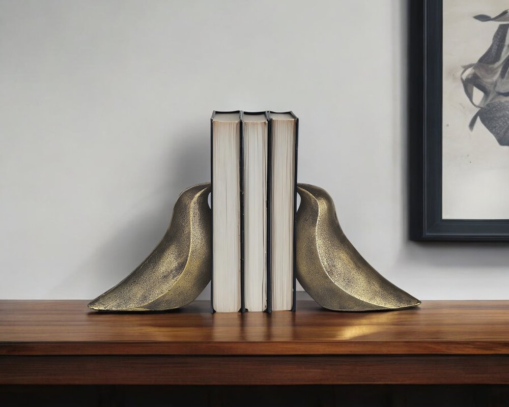 Set of Two 3" Gold Metal Bird Decorative Bookends