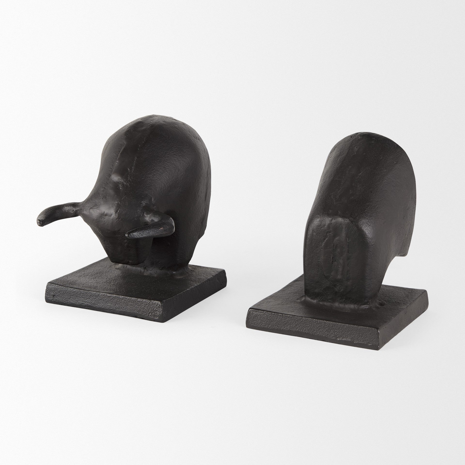 Black Cast Aluminum Raging Bull Bookends