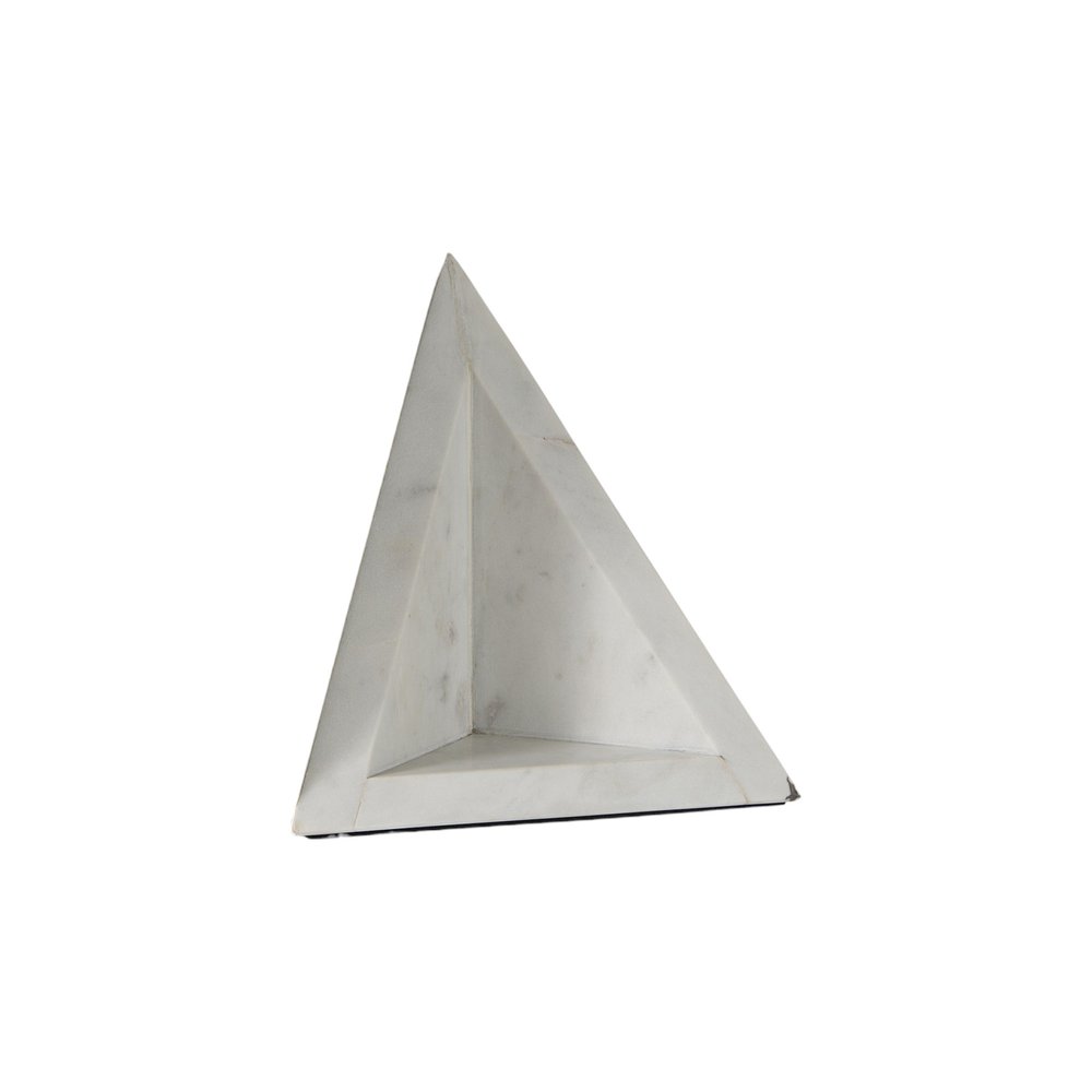 Set of Two White Marble Triangle Decorative Bookends