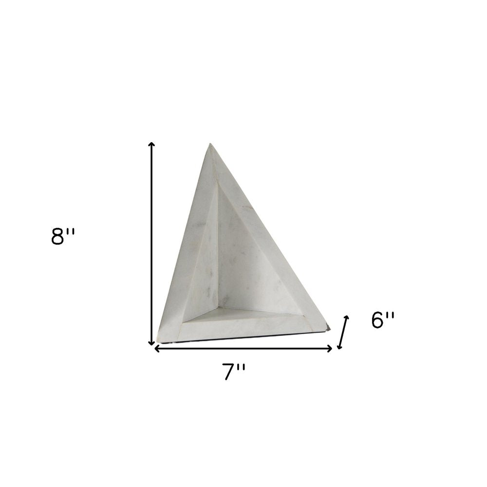 Set of Two White Marble Triangle Decorative Bookends