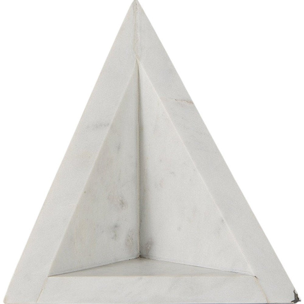 Set of Two White Marble Triangle Decorative Bookends