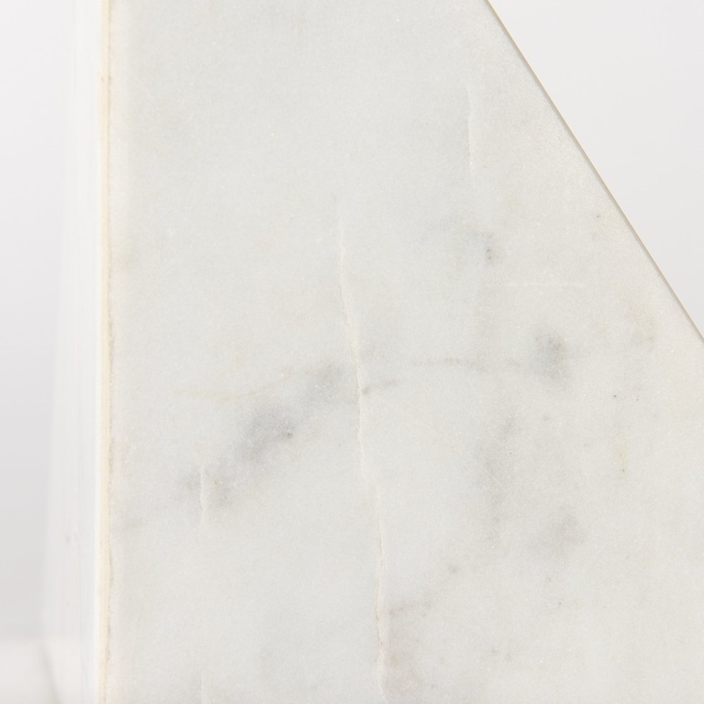 Set of Two White Marble Decorative Bookends