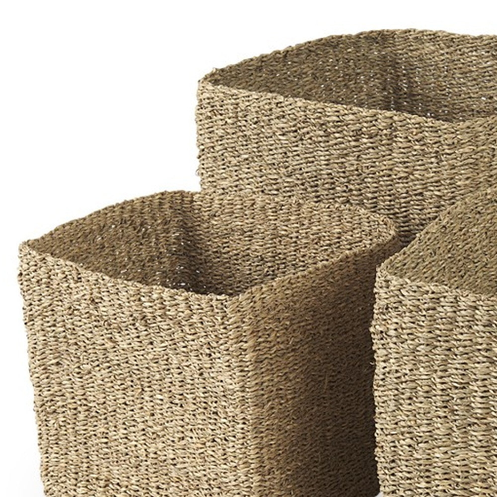 Set Of Three Square Wicker Storage Baskets