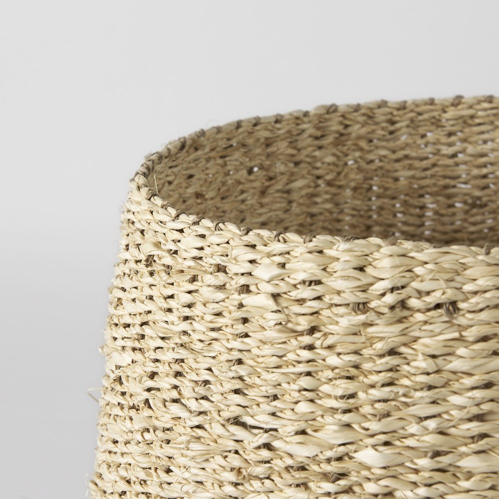 Set of Three Natural And Brown Wicker Basket