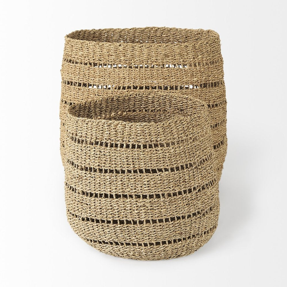 Set of Two Brown Wicker Baskets