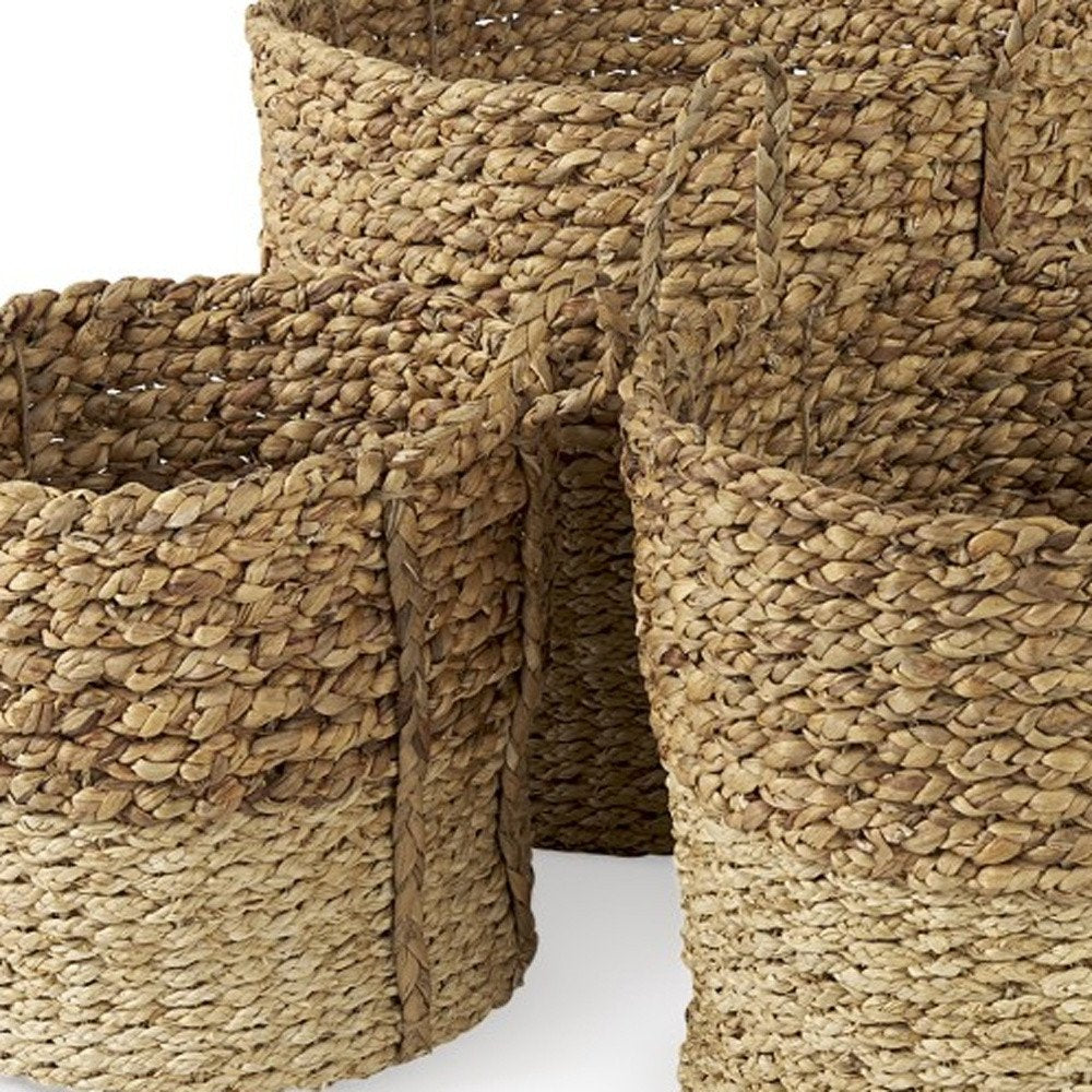 Set of Three Brown Wicker Basket