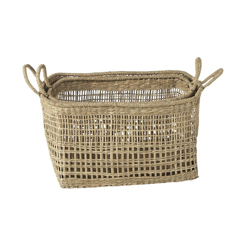 Set of Two Brown Wicker Basket