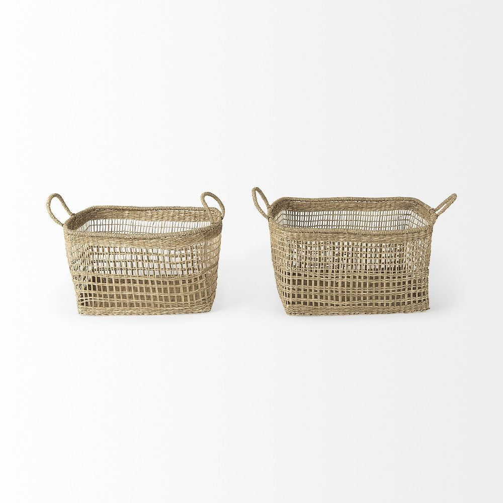 Set of Two Brown Wicker Basket