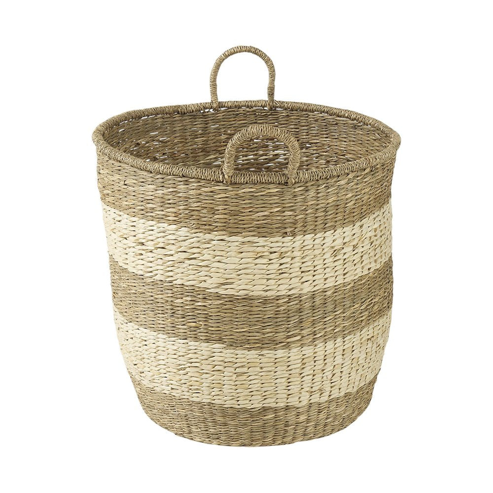 Set of Two Natural And Beige Wicker Basket
