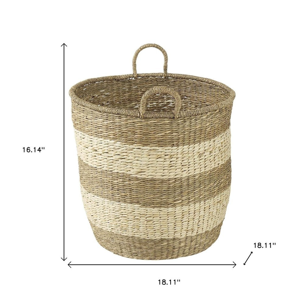 Set of Two Natural And Beige Wicker Basket