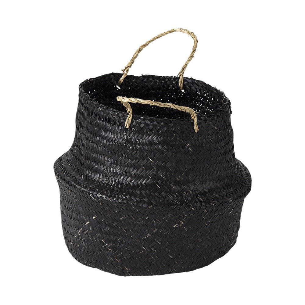 Set of Three Black Wicker Basket