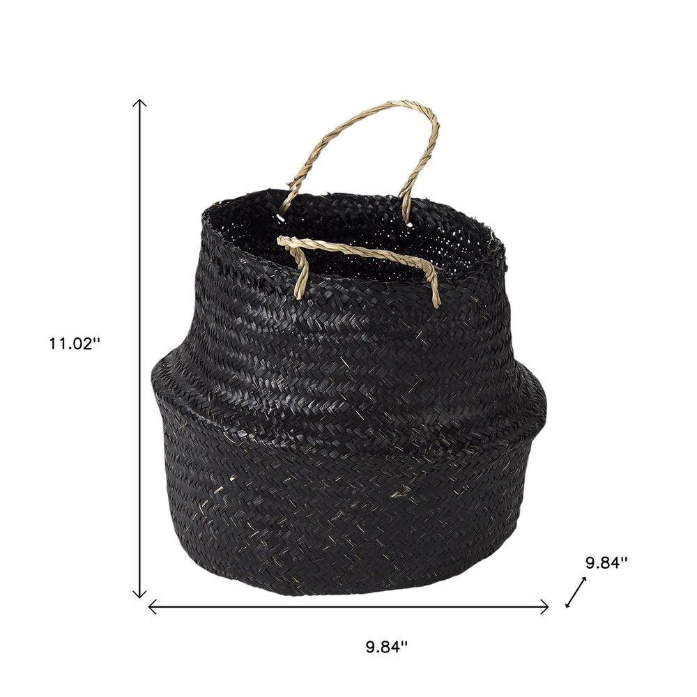 Set of Three Black Wicker Basket