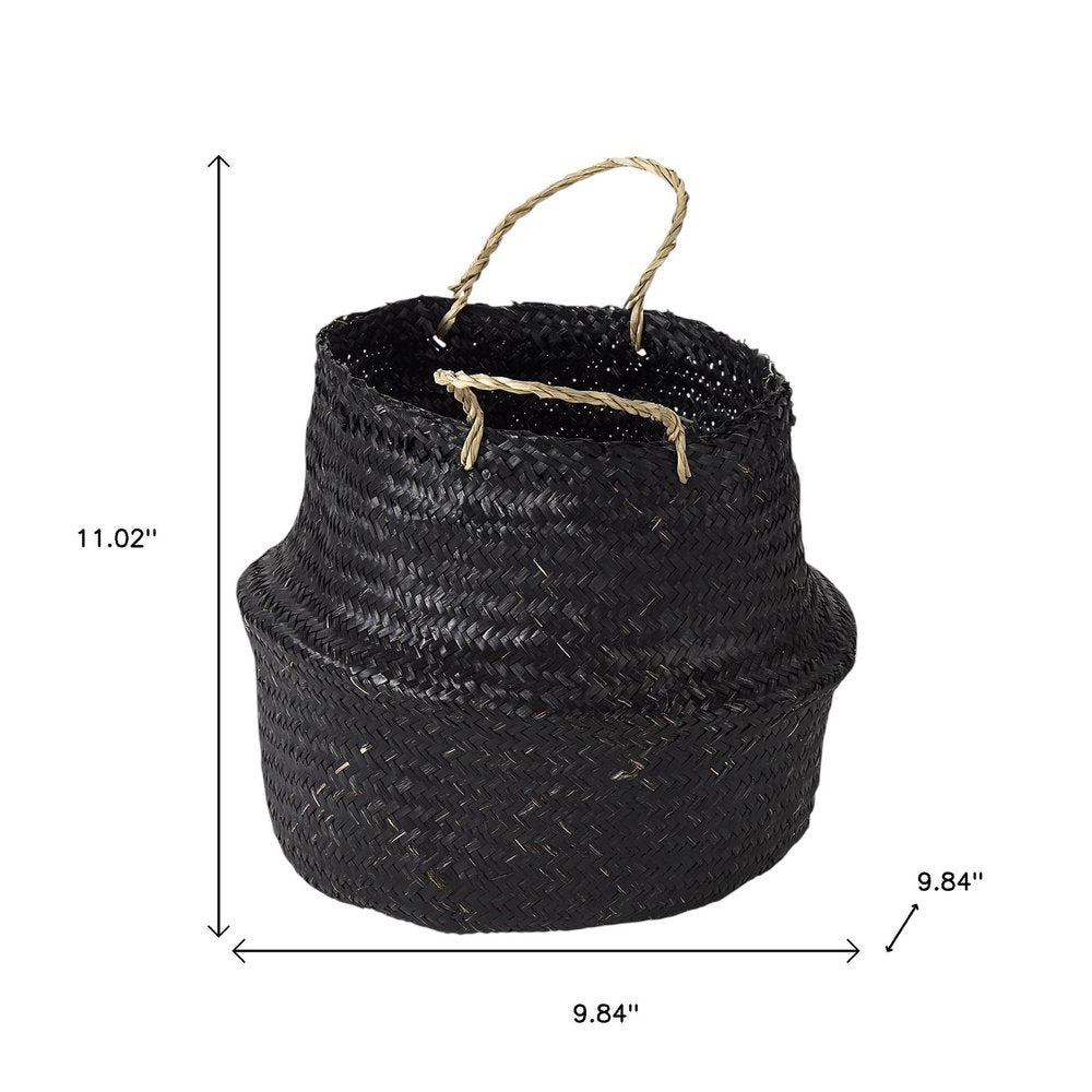 Set of Three Black Wicker Basket