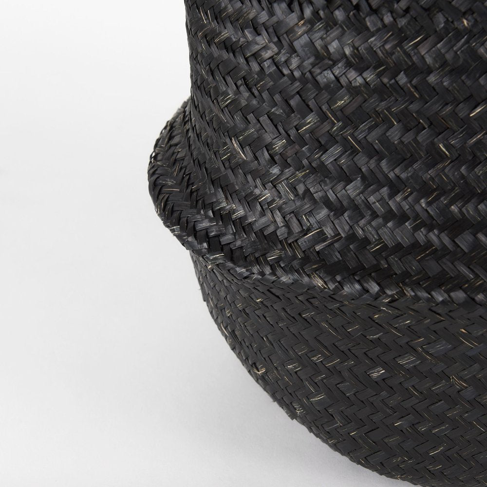 Set of Three Black Wicker Basket