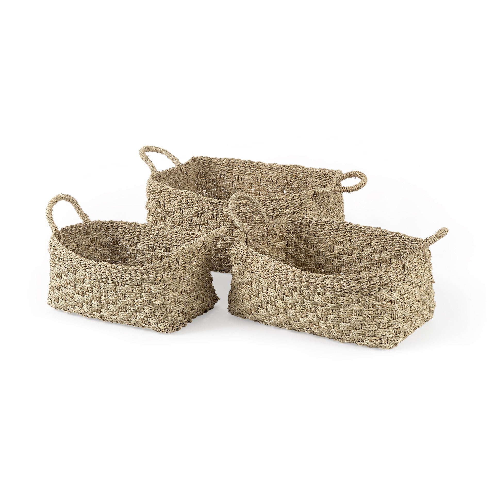 Set Of Three Weaved Wicker Storage Baskets
