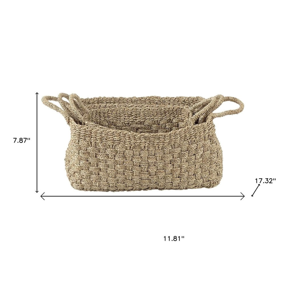 Set of Three Natural Wicker Basket