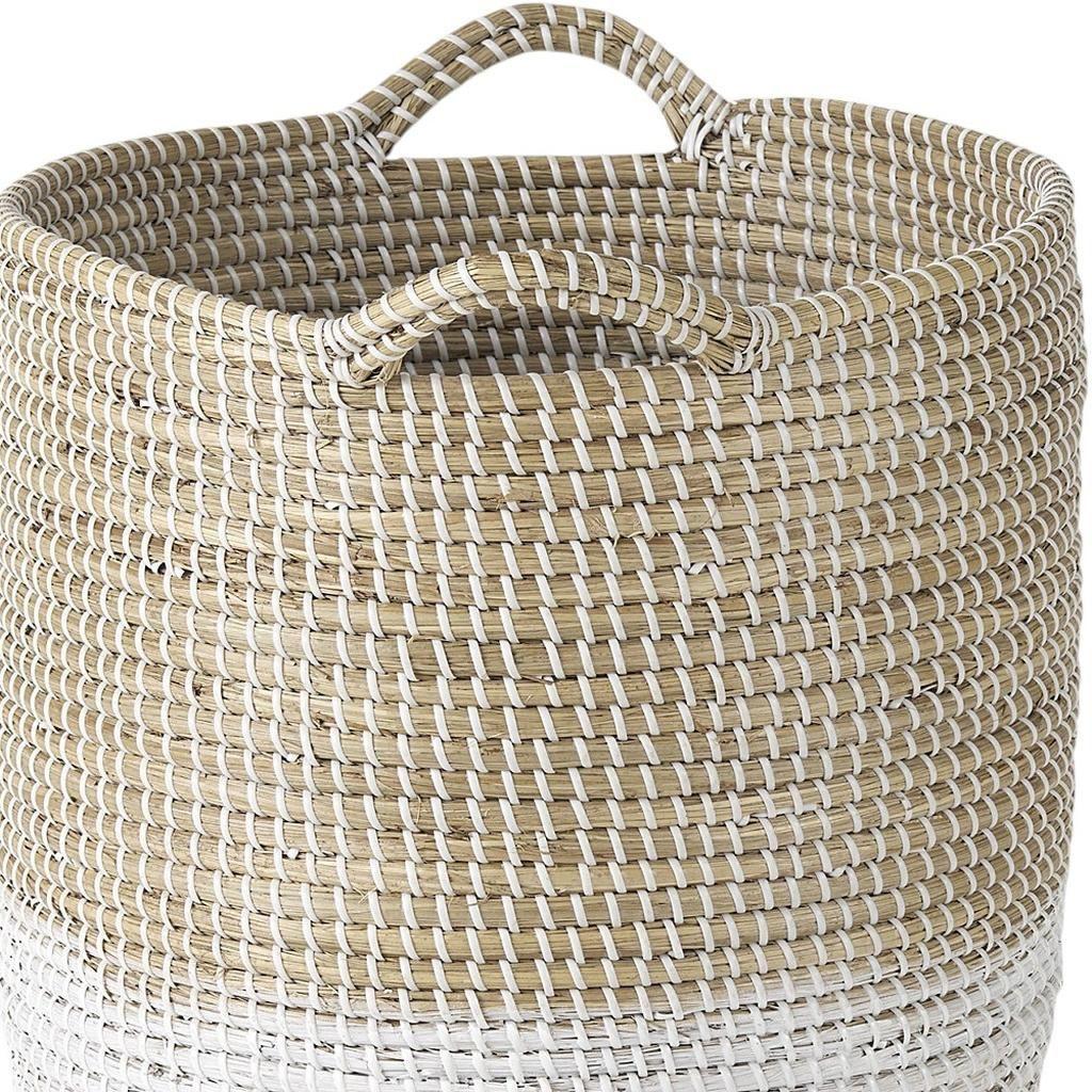 Set of Three Beige And White Wicker Desk Organizer