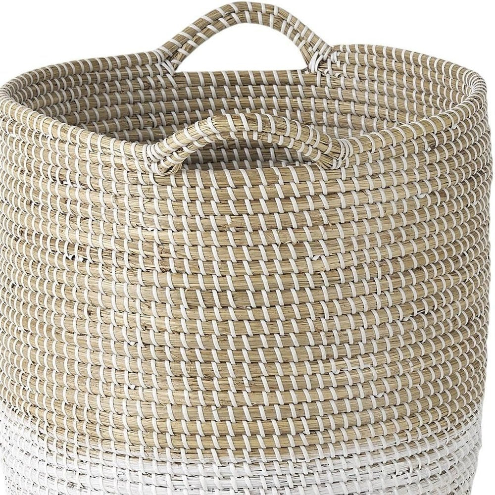 Set of Three Beige And White Wicker Desk Organizer
