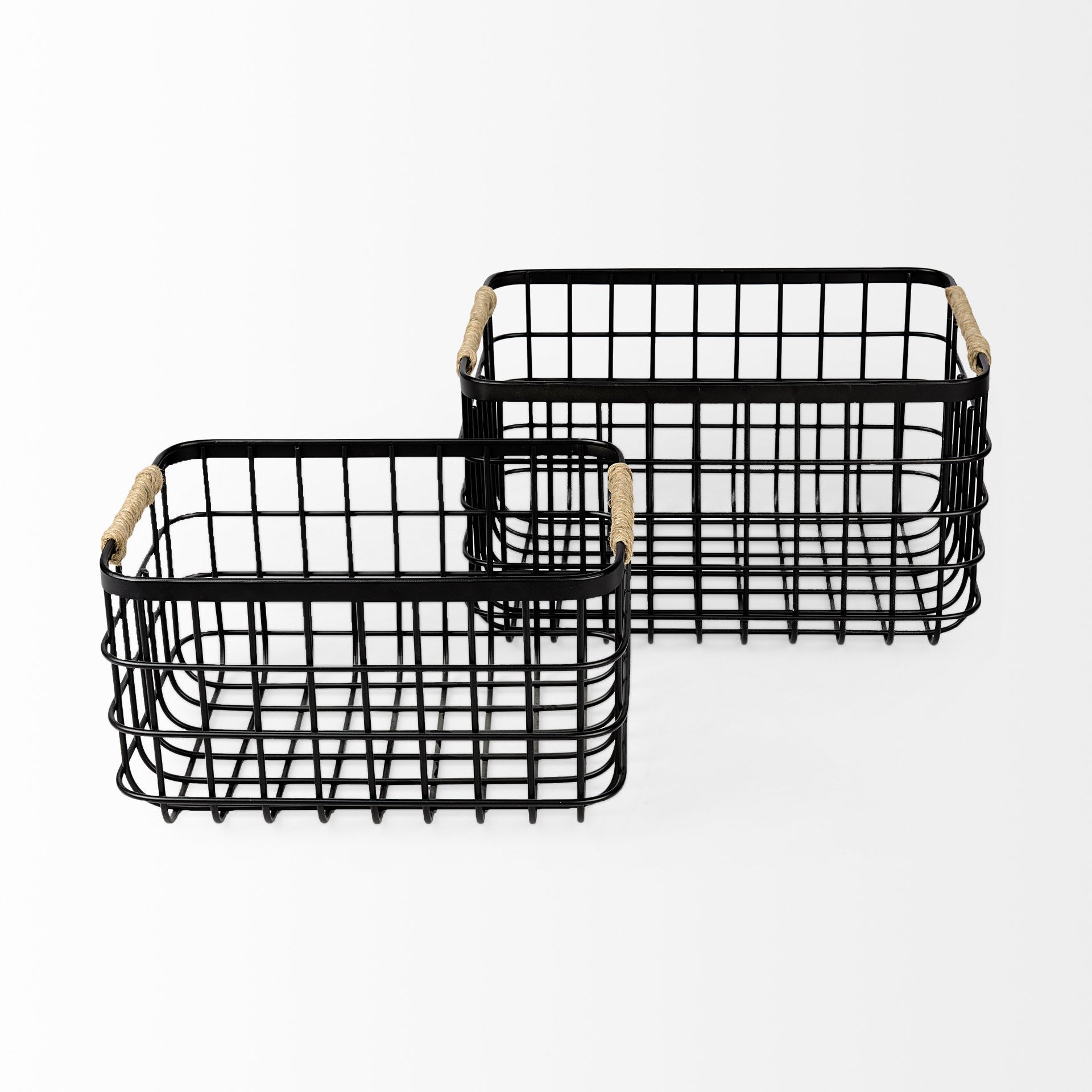 Set Of Two Black Metal Baskets