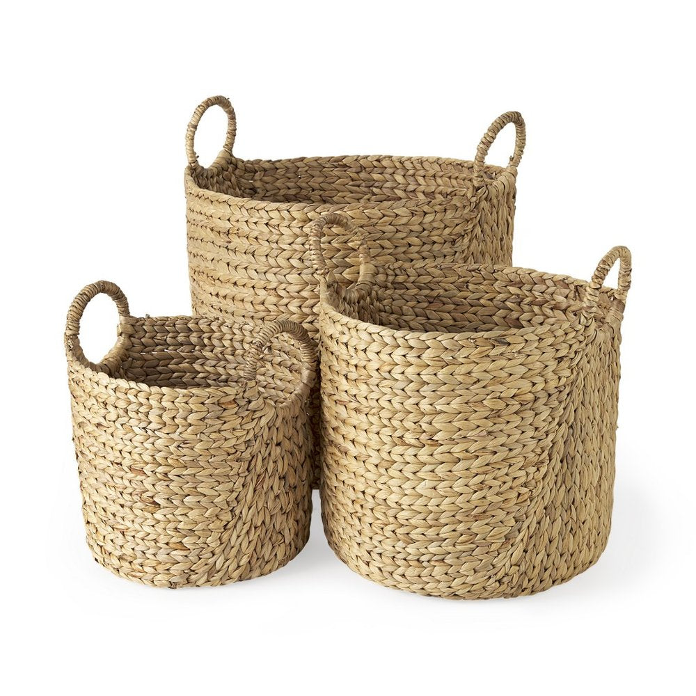 Set of Three Brown Wicker Basket