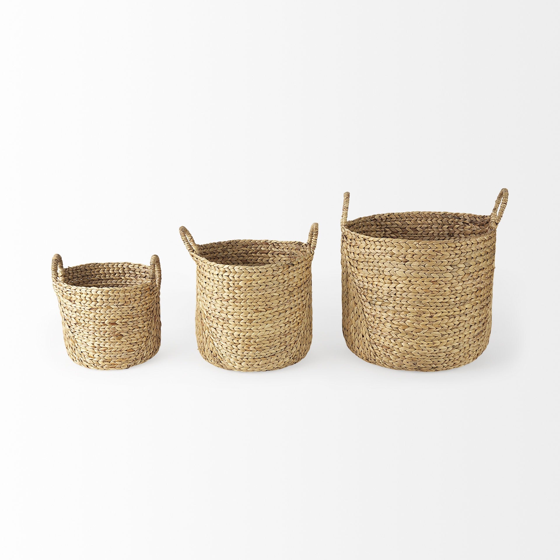Set Of Three Braided Wicker Storage Baskets
