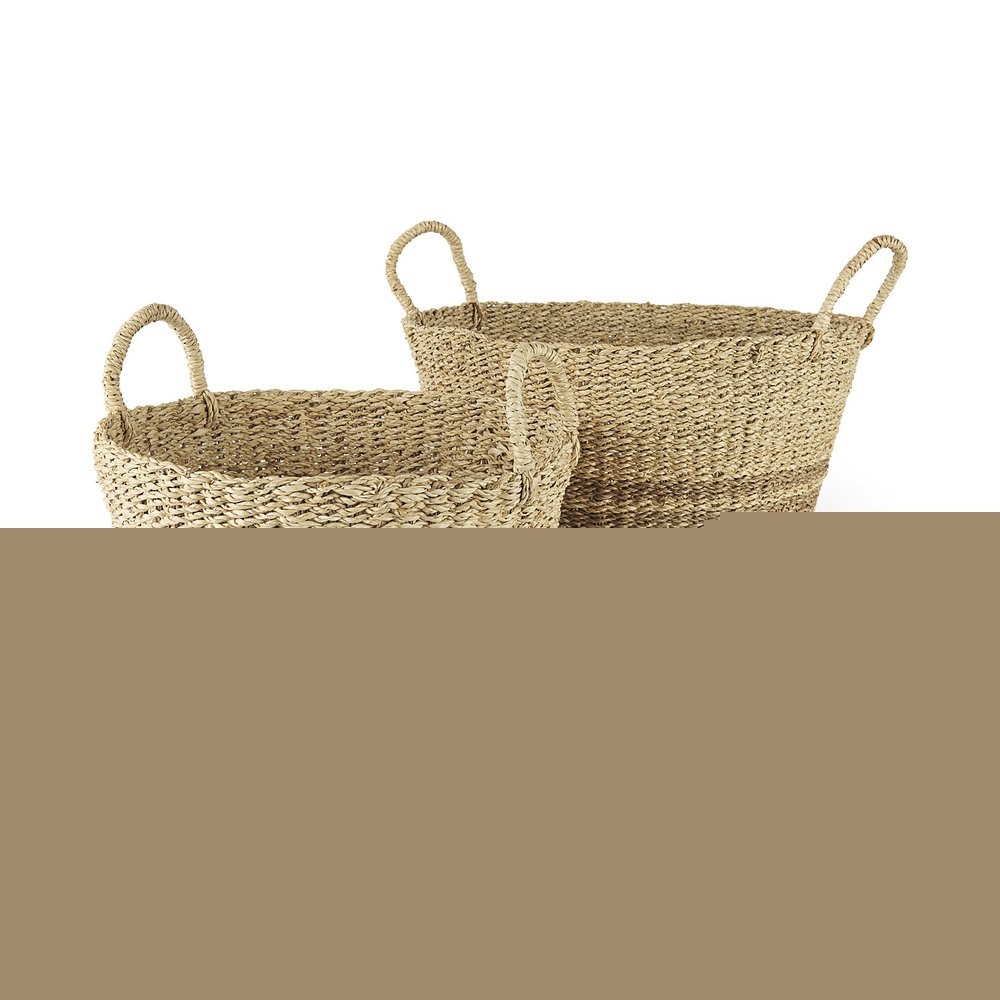 Set of Two Brown Wicker Basket