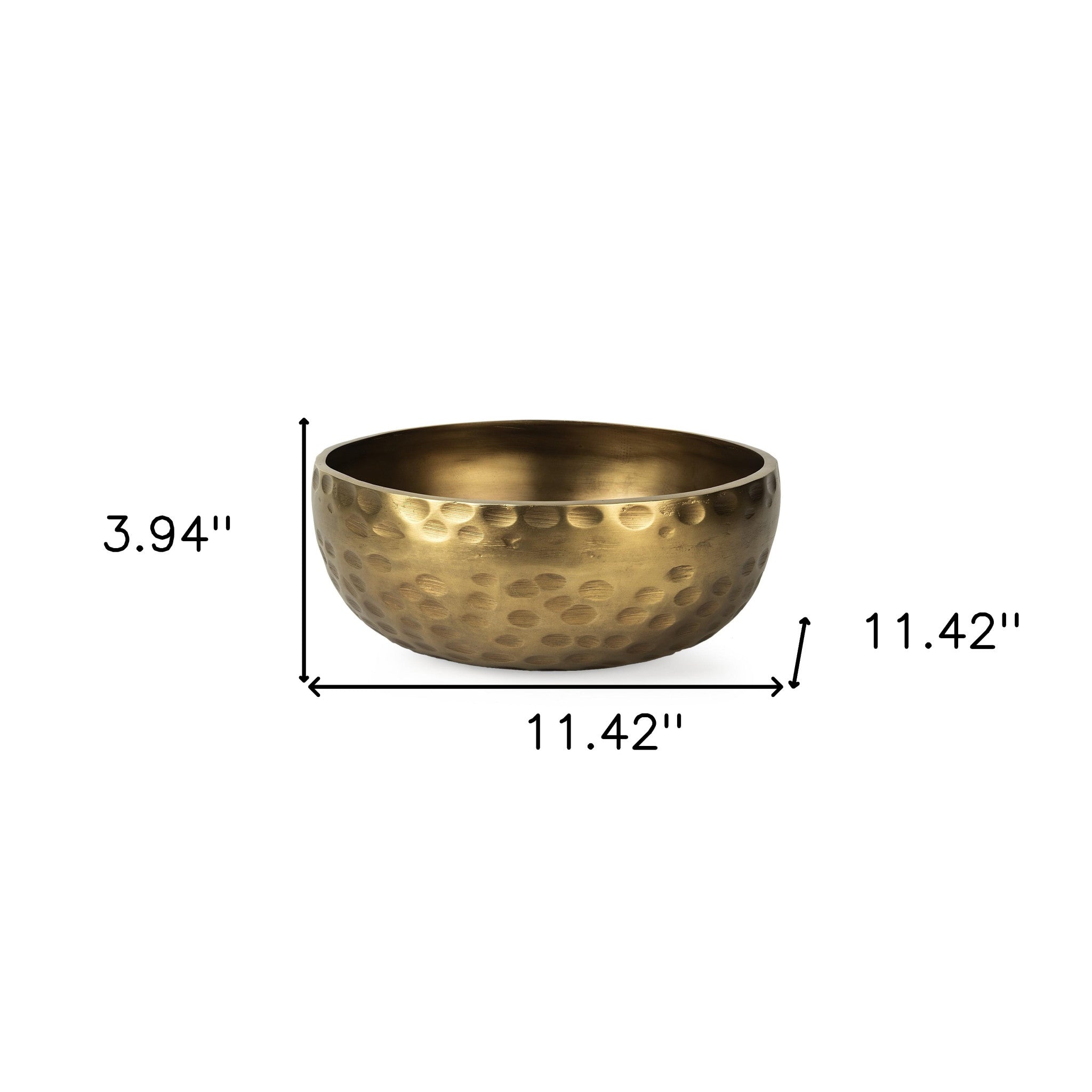 11" Antiqued Brass Hammered Artisan Round Centerpiece Bowl