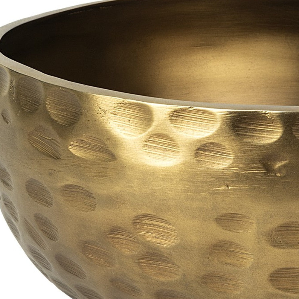 Antiqued Gold Hammered Artisan Low Bowl