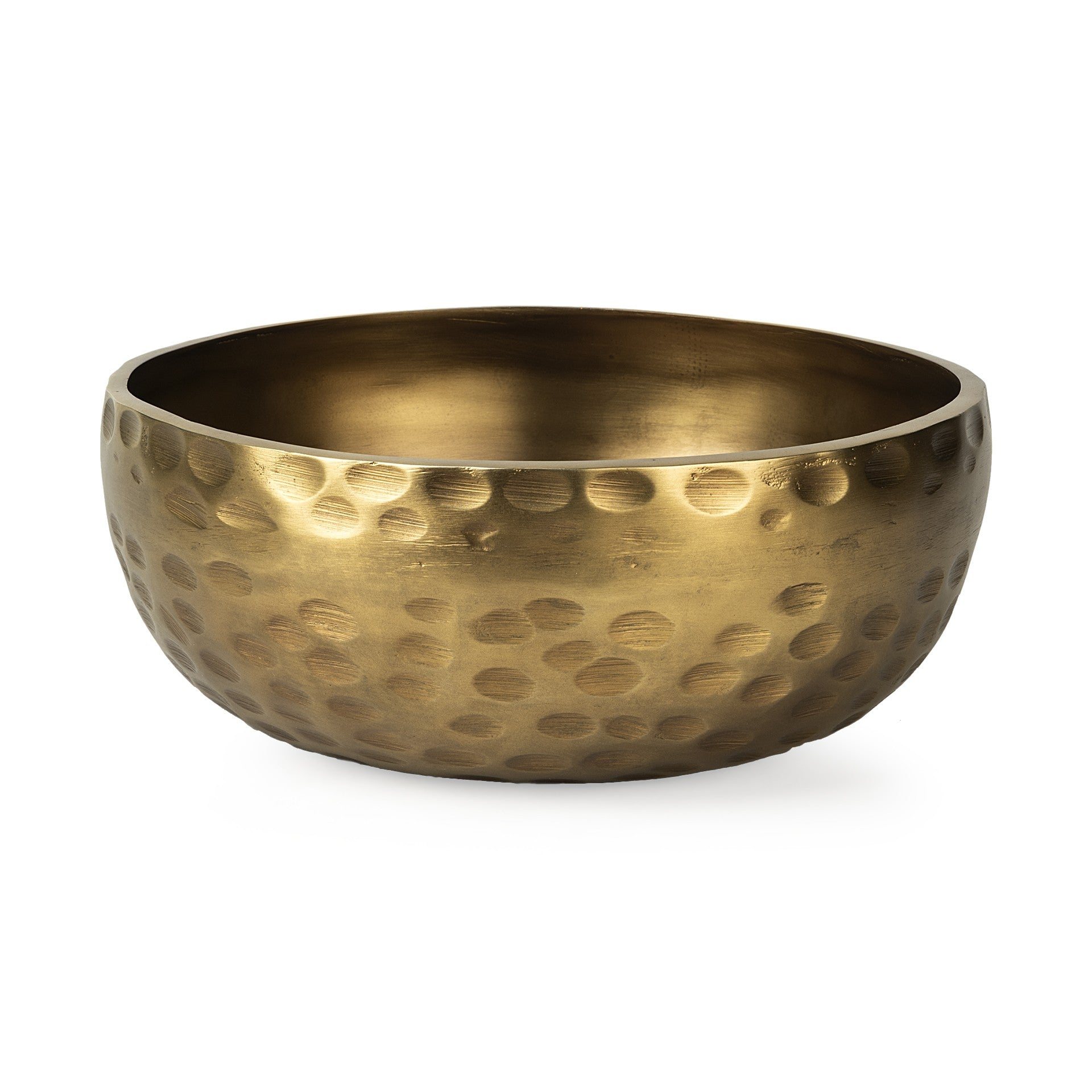 Antiqued Gold Hammered Artisan Low Bowl