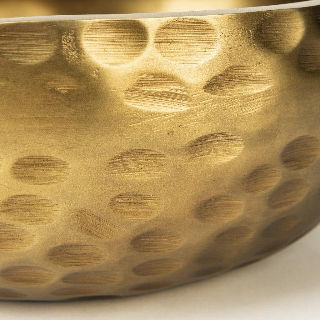 Antiqued Gold Hammered Artisan Low Bowl