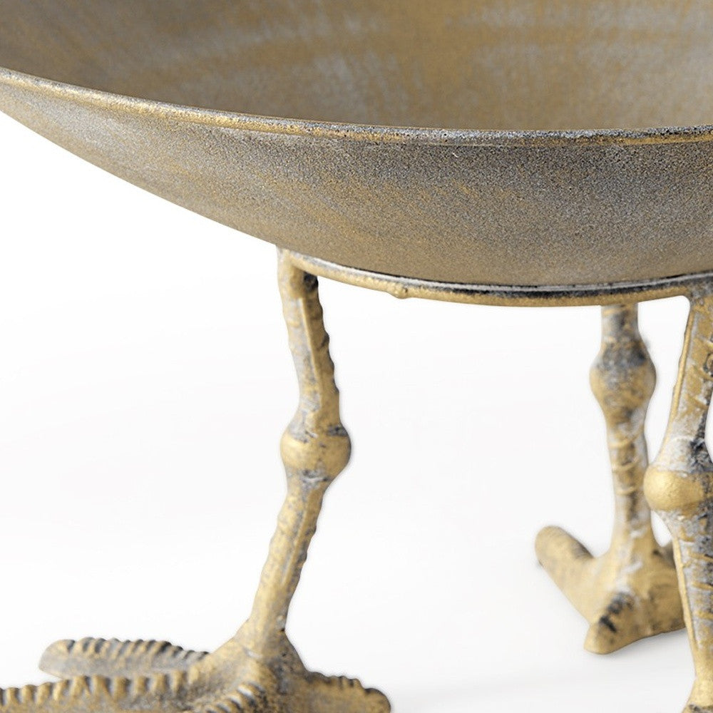 13" Gold Metal Round Centerpiece Bowl