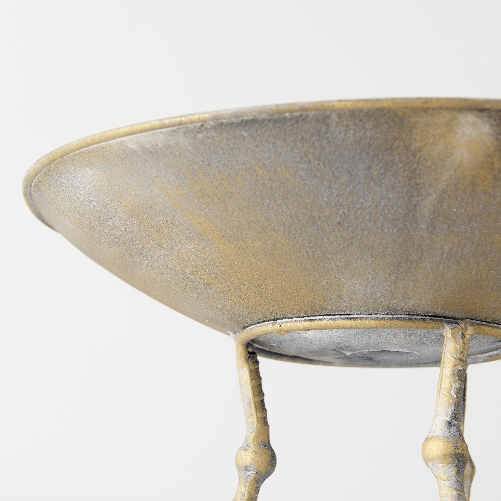 13" Gold Metal Round Centerpiece Bowl