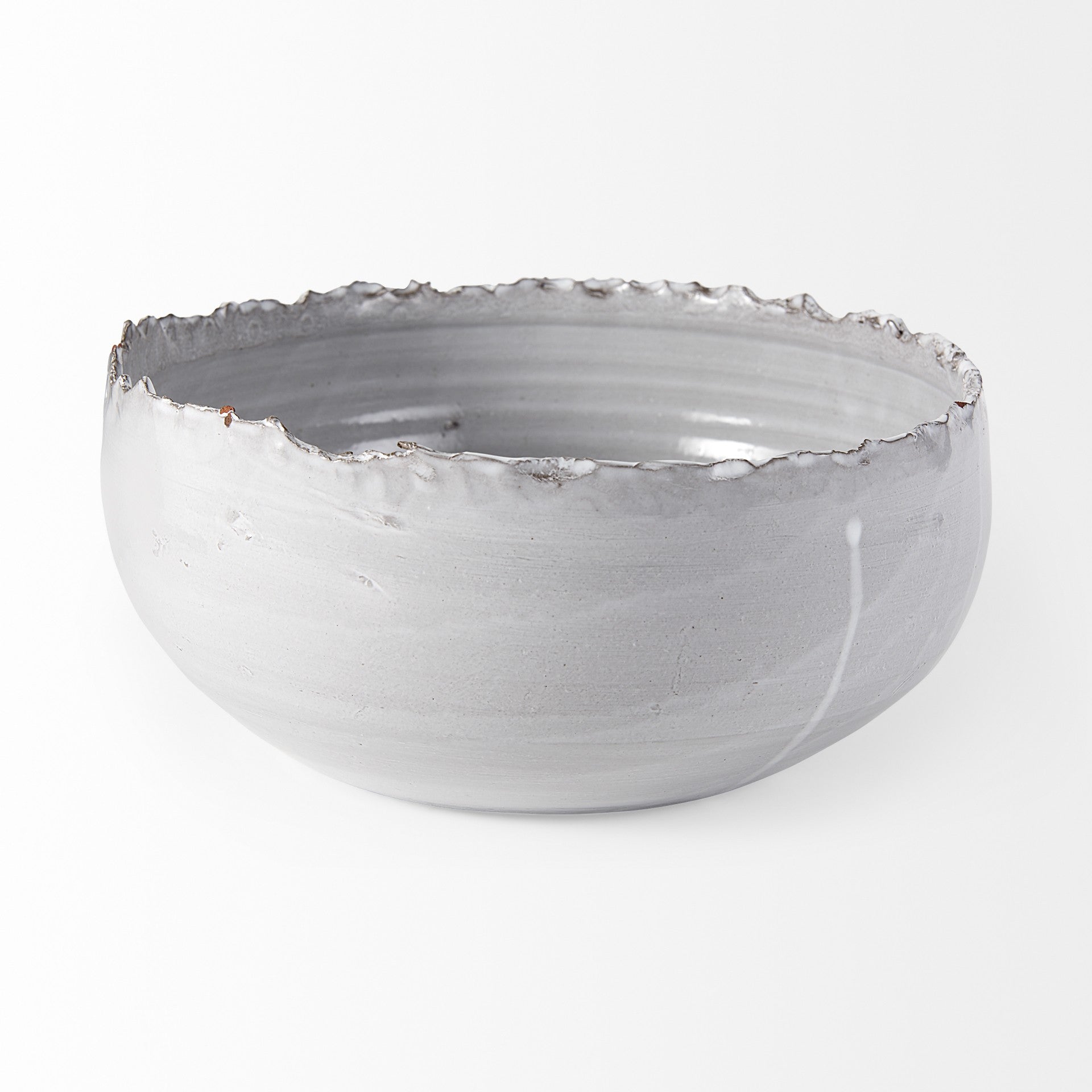 Artisan Gray White Ceramic Centerpiece Bowl