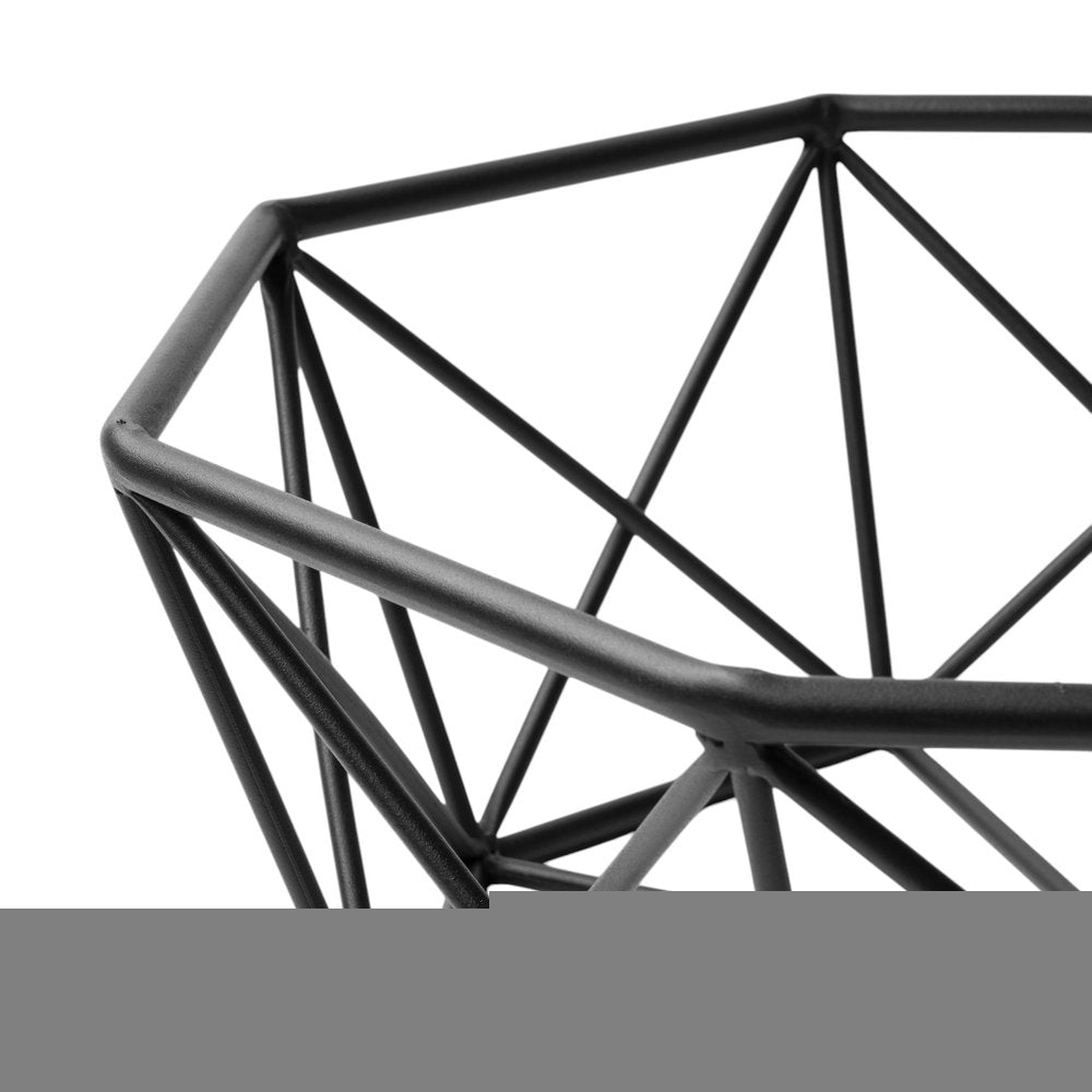 17" Black Metal Geometric Decorative Bowl