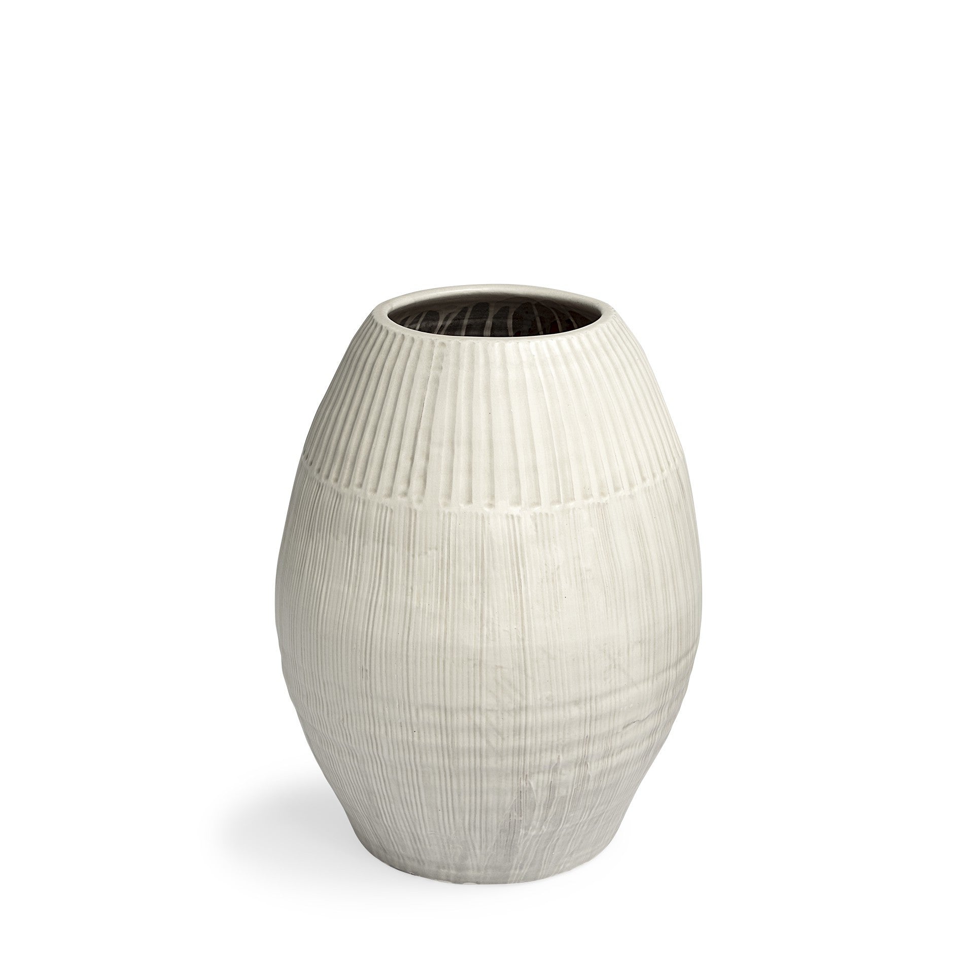 21" White Cylinder Ceramic Floor Vase