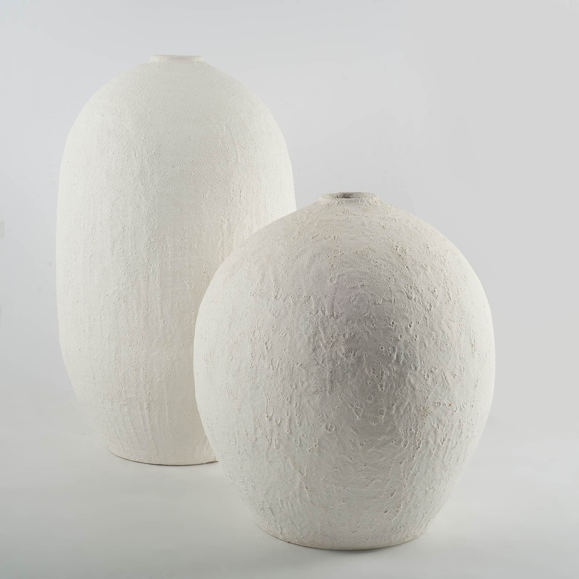 23" Wide White Textured Ceramic Vase